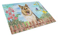 German Shepherd Spring Cutting Board Tempered Glass Kitchen Cutting Surface, Heat Resistant Chopping, Non-Slip Feet, Food Prep & Serving
