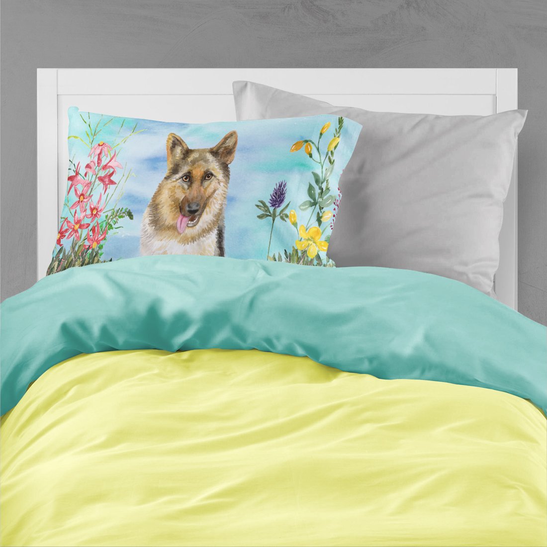 German Shepherd Spring Standard Pillowcase Lightweight Super Soft Easy Care Decorative Artwork Pillowcase, Standard