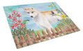 Siberian Husky Spring Cutting Board Tempered Glass Kitchen Cutting Surface, Heat Resistant Chopping, Non-Slip Feet, Food Prep & Serving