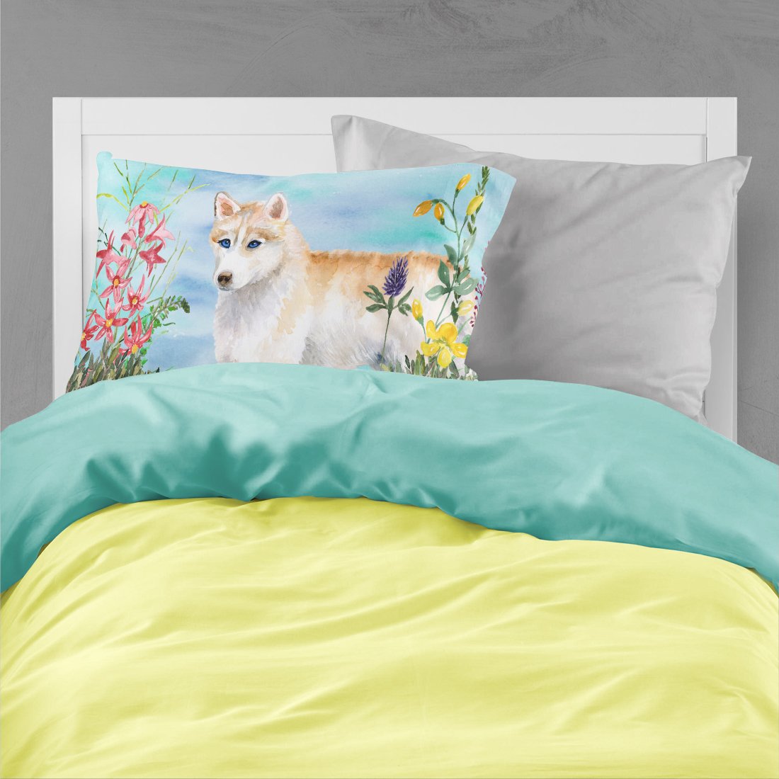 Siberian Husky Spring Standard Pillowcase Lightweight Super Soft Easy Care Decorative Artwork Pillowcase, Standard