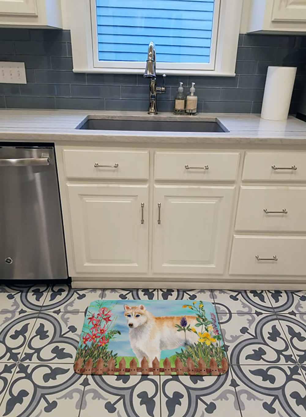 Siberian Husky Spring Memory Foam Kitchen Mat Machine Washable Anti-Fatigue Cushion Comfort Bath or Kitchen Rug