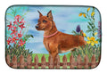 Miniature Pinscher Spring Dish Drying Mat Absorbent Dish Drying Mat Pad for Kitchen Counter Dish Drainer Mat for Countertop, 14 x 21", Multicolor