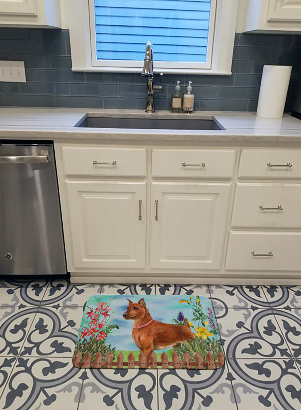 Miniature Pinscher Spring Memory Foam Kitchen Mat Machine Washable Anti-Fatigue Cushion Comfort Bath or Kitchen Rug