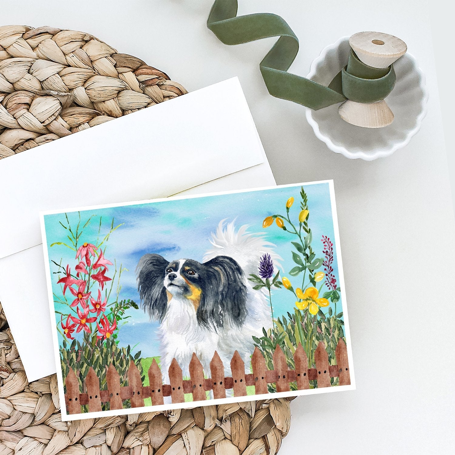 Papillon Spring Greeting Cards Pack of 8 Blank Cards with Envelopes Whimsical A7 Size 5x7