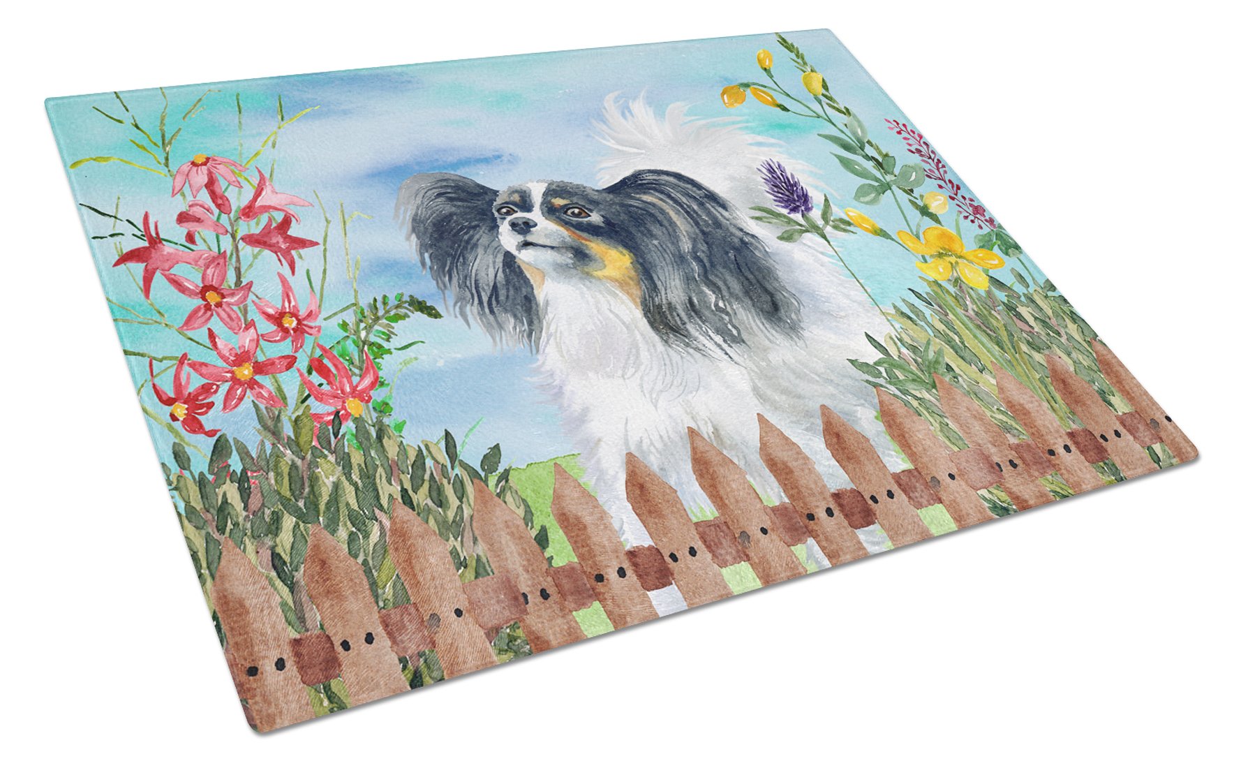 Papillon Spring Cutting Board Tempered Glass Kitchen Cutting Surface, Heat Resistant Chopping, Non-Slip Feet, Food Prep & Serving
