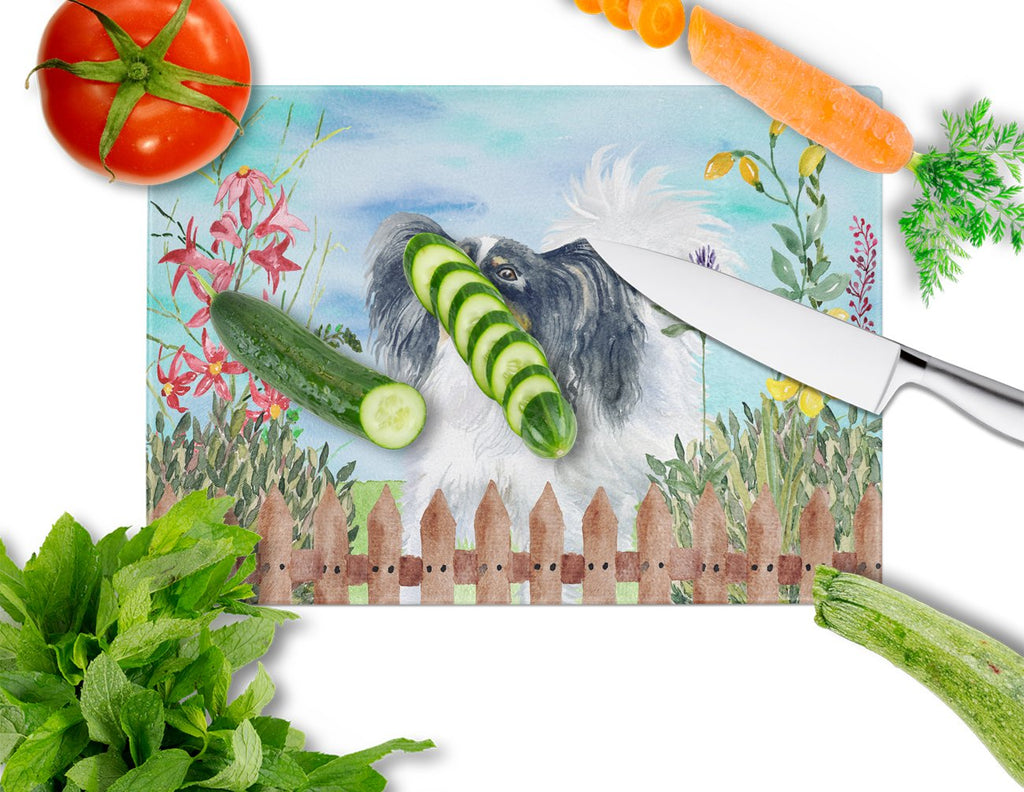 Papillon Spring Cutting Board Tempered Glass Kitchen Cutting Surface, Heat Resistant Chopping, Non-Slip Feet, Food Prep & Serving