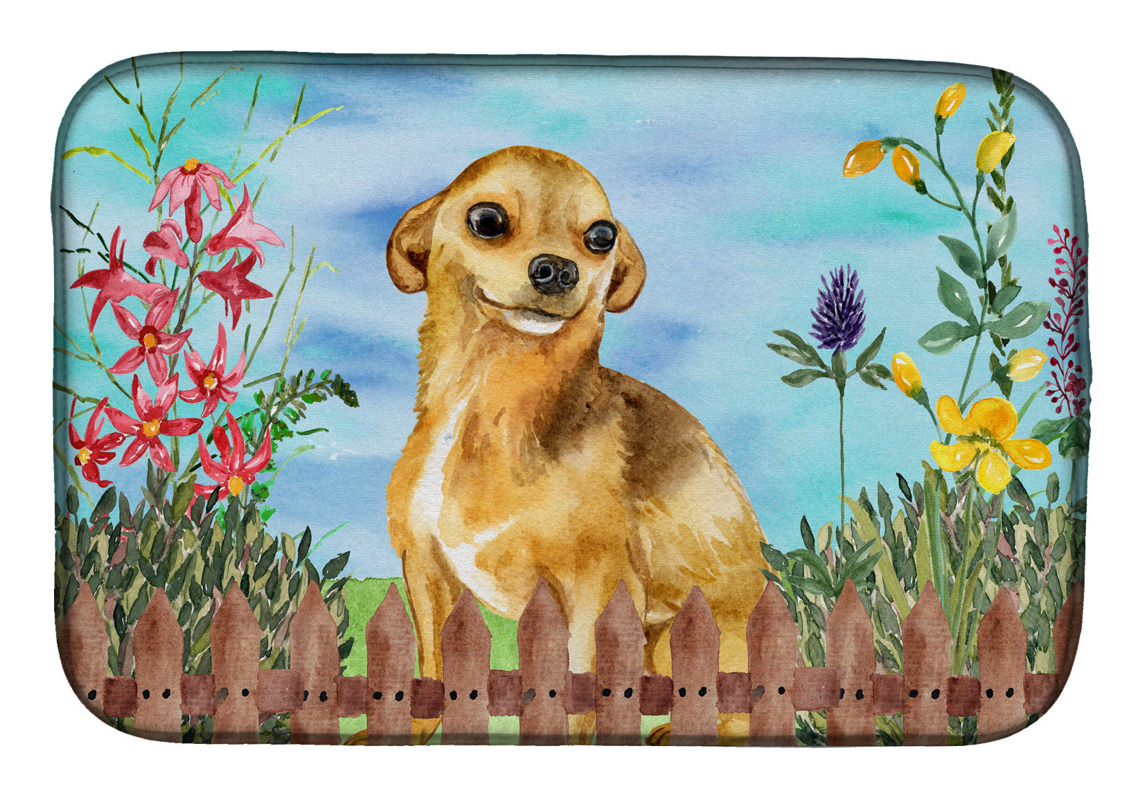 Chihuahua Spring Dish Drying Mat Absorbent Dish Drying Mat Pad for Kitchen Counter Dish Drainer Mat for Countertop, 14 x 21", Multicolor