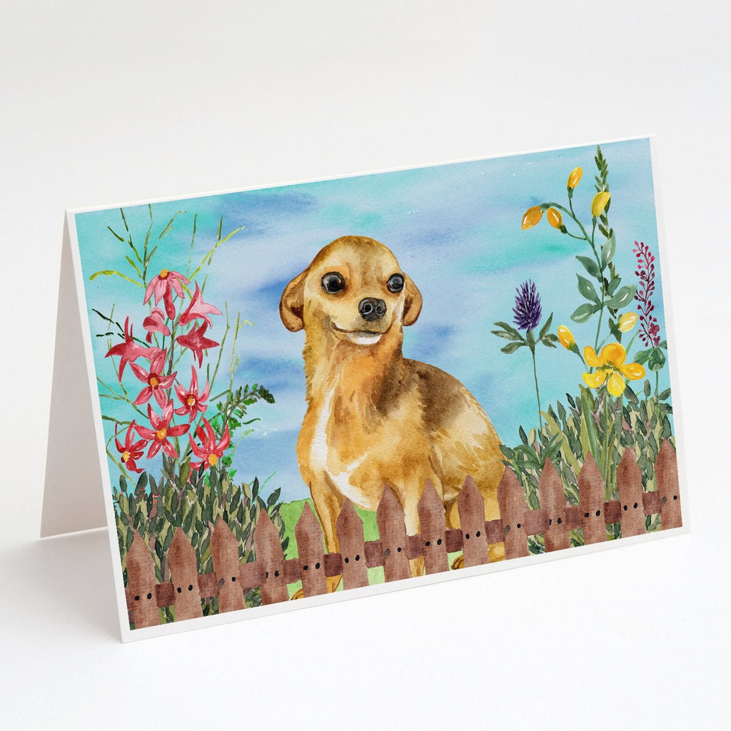 Chihuahua Spring Greeting Cards Pack of 8 Blank Cards with Envelopes Whimsical A7 Size 5x7
