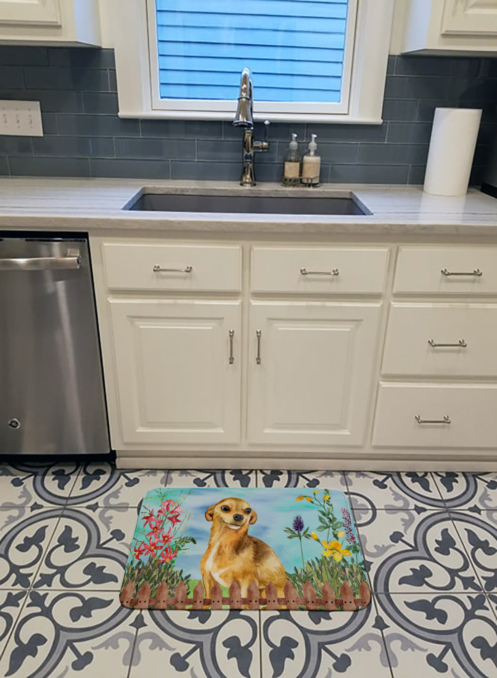 Chihuahua Spring Memory Foam Kitchen Mat Machine Washable Anti-Fatigue Cushion Comfort Bath or Kitchen Rug