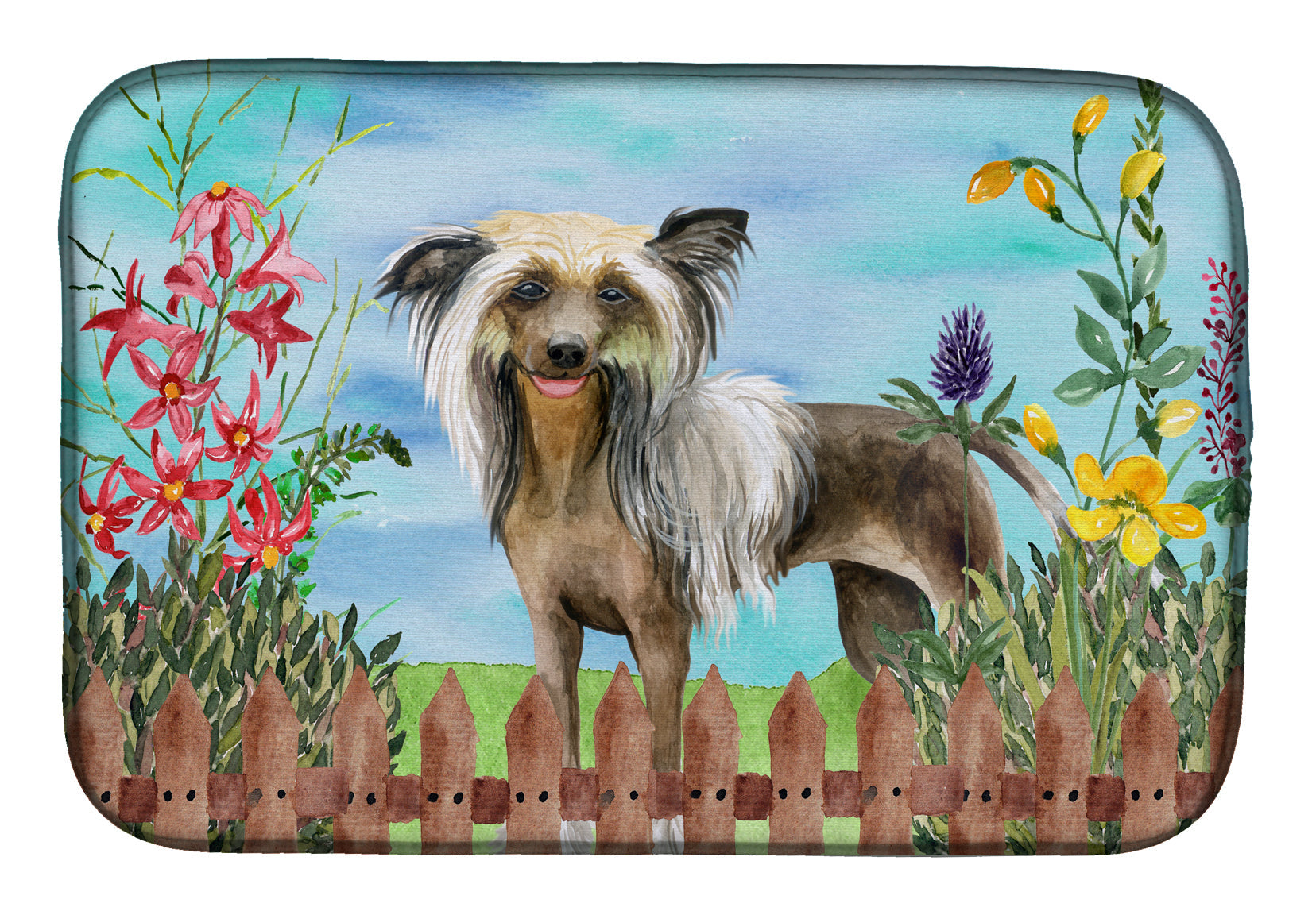 Chinese Crested Spring Dish Drying Mat Absorbent Dish Drying Mat Pad for Kitchen Counter Dish Drainer Mat for Countertop, 14 x 21", Multicolor