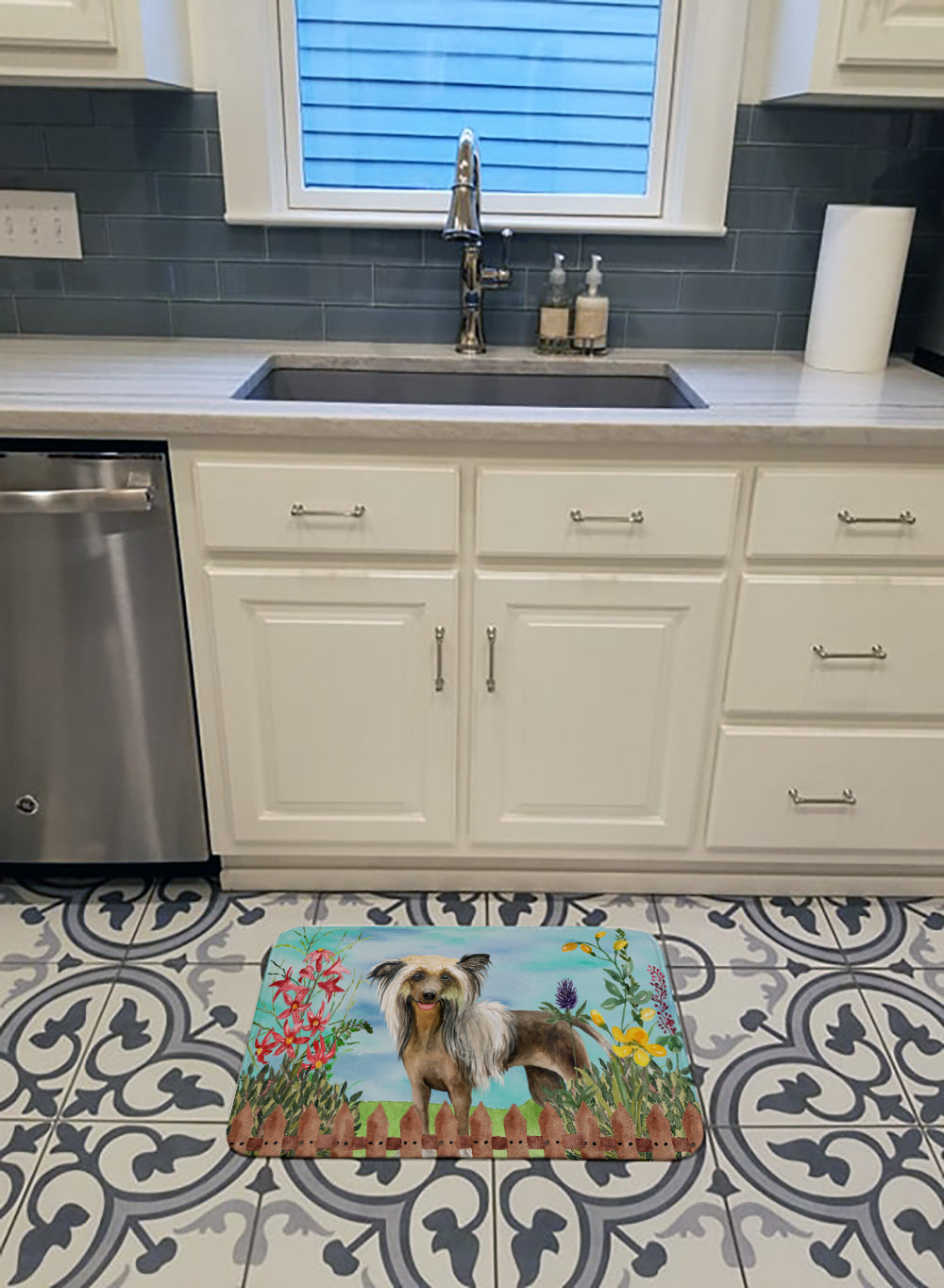 Chinese Crested Spring Memory Foam Kitchen Mat Machine Washable Anti-Fatigue Cushion Comfort Bath or Kitchen Rug