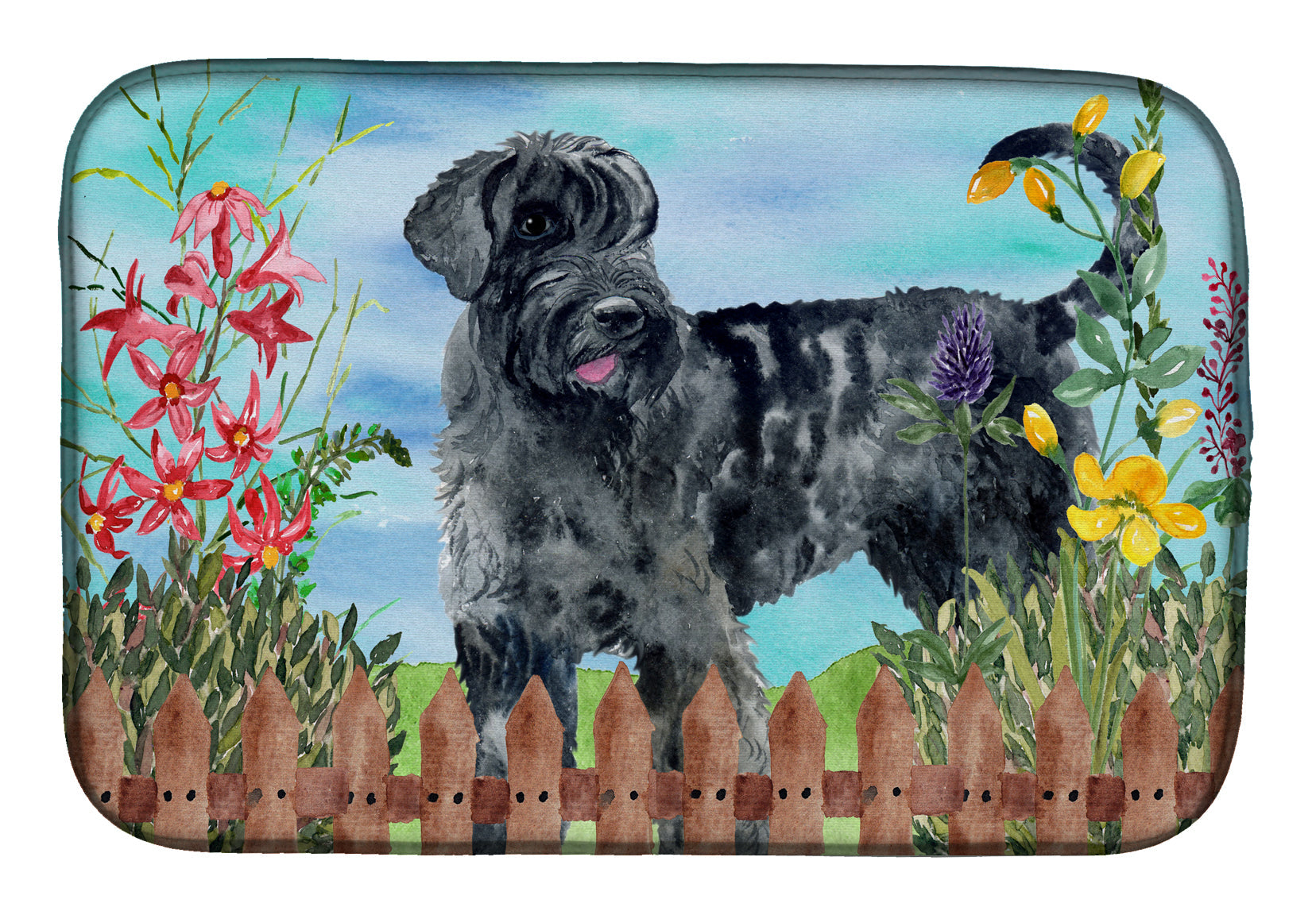 Giant Schnauzer Spring Dish Drying Mat Absorbent Dish Drying Mat Pad for Kitchen Counter Dish Drainer Mat for Countertop, 14 x 21", Multicolor