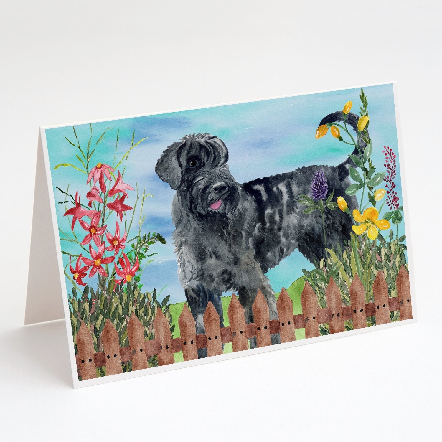 Giant Schnauzer Spring Greeting Cards Pack of 8 Blank Cards with Envelopes Whimsical A7 Size 5x7