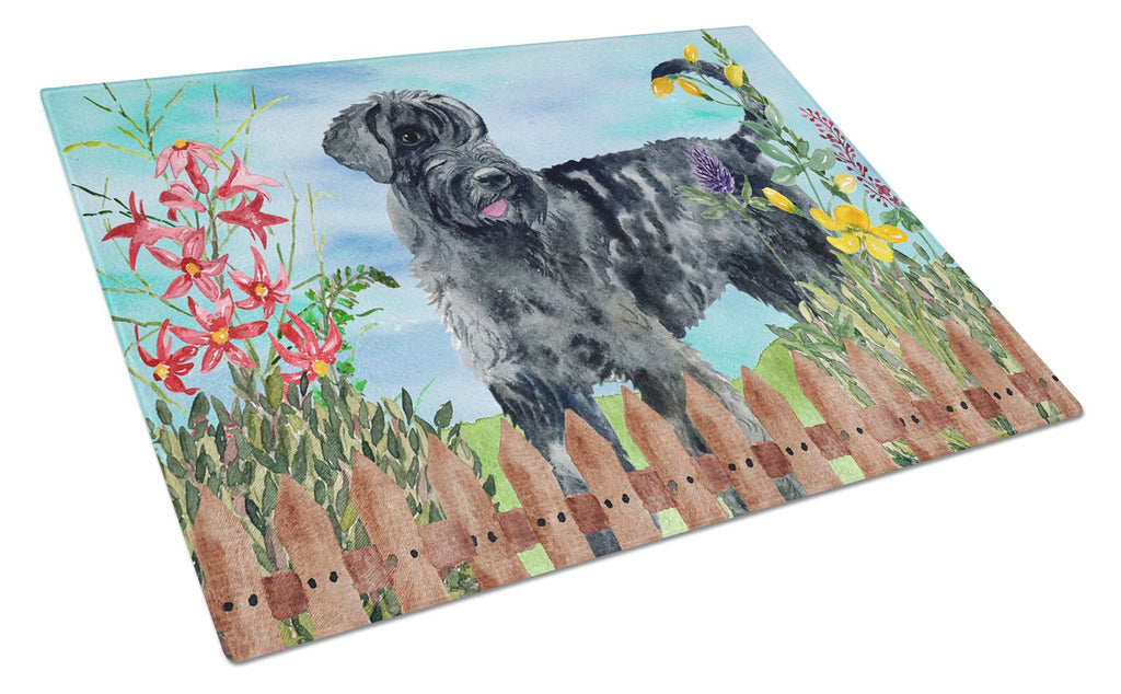 Giant Schnauzer Spring Cutting Board Tempered Glass Kitchen Cutting Surface, Heat Resistant Chopping, Non-Slip Feet, Food Prep & Serving