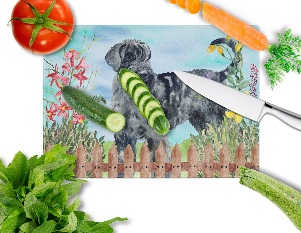 Giant Schnauzer Spring Cutting Board Tempered Glass Kitchen Cutting Surface, Heat Resistant Chopping, Non-Slip Feet, Food Prep & Serving
