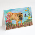 Shar Pei Spring Greeting Cards Pack of 8 Blank Cards with Envelopes Whimsical A7 Size 5x7