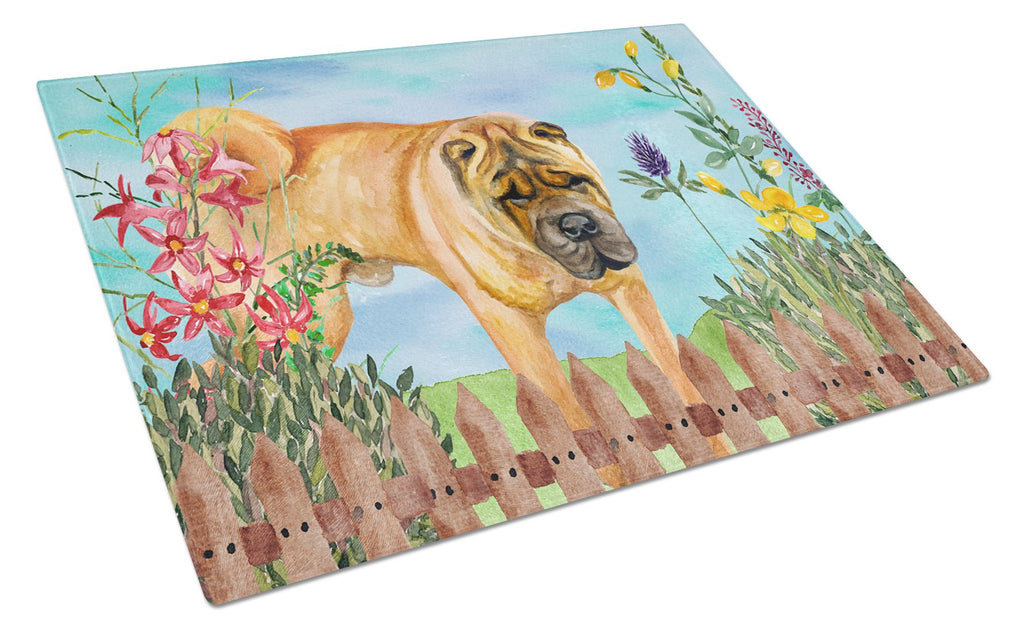 Shar Pei Spring Cutting Board Tempered Glass Kitchen Cutting Surface, Heat Resistant Chopping, Non-Slip Feet, Food Prep & Serving