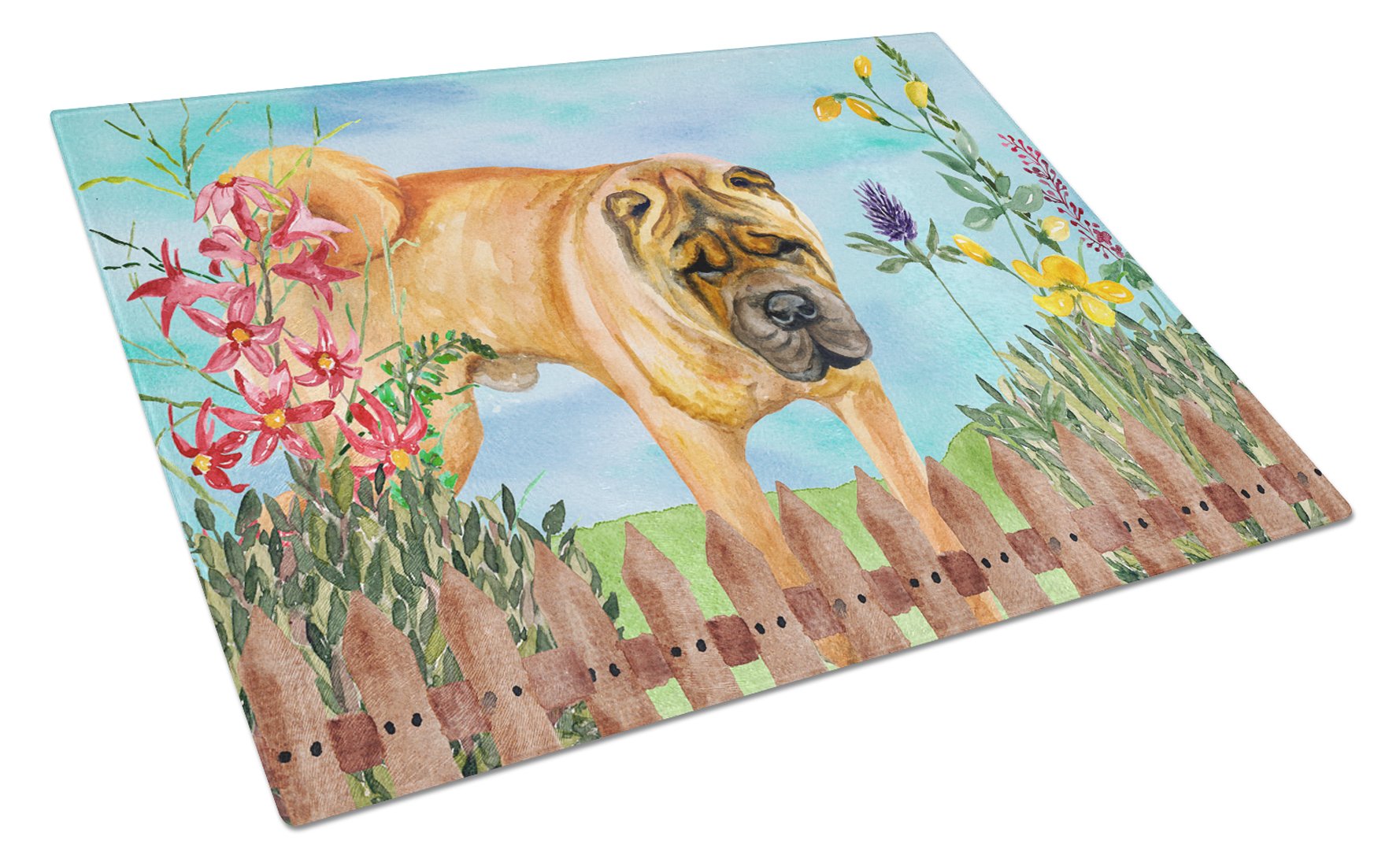 Shar Pei Spring Cutting Board Tempered Glass Kitchen Cutting Surface, Heat Resistant Chopping, Non-Slip Feet, Food Prep & Serving
