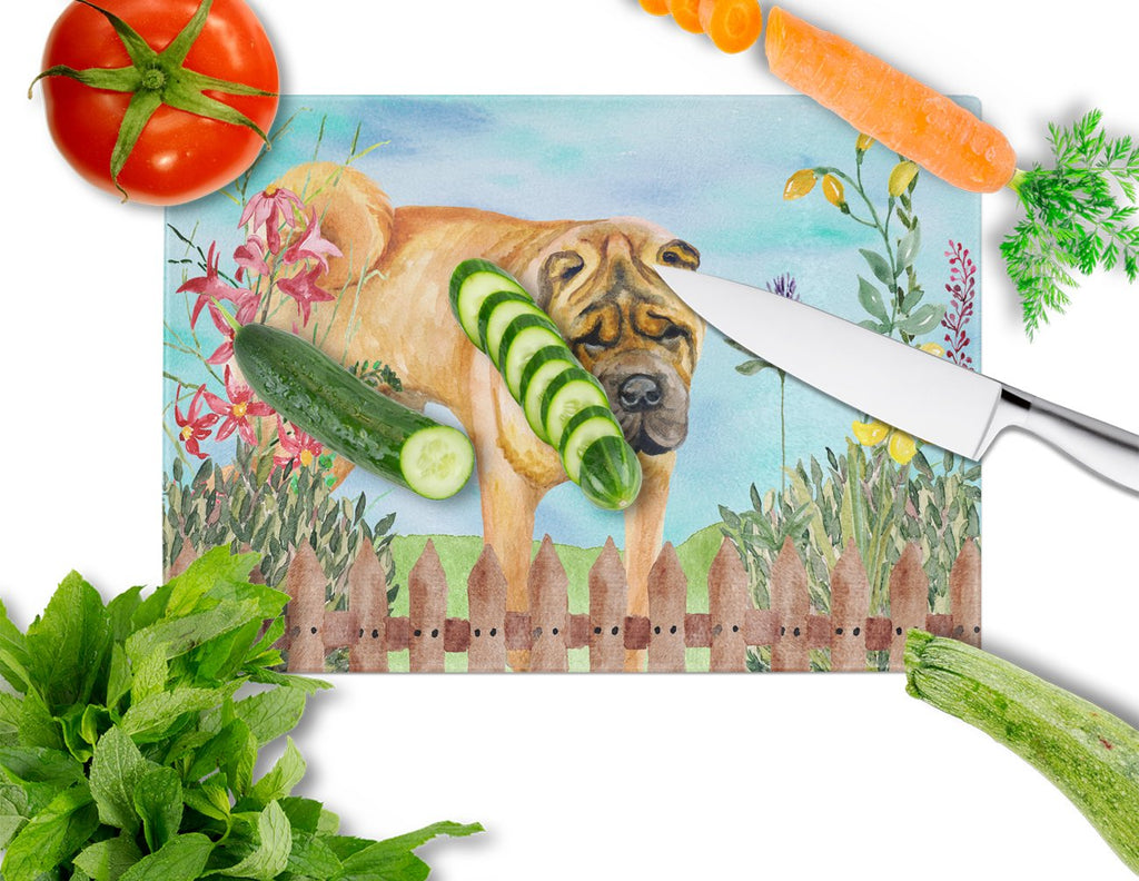 Shar Pei Spring Cutting Board Tempered Glass Kitchen Cutting Surface, Heat Resistant Chopping, Non-Slip Feet, Food Prep & Serving