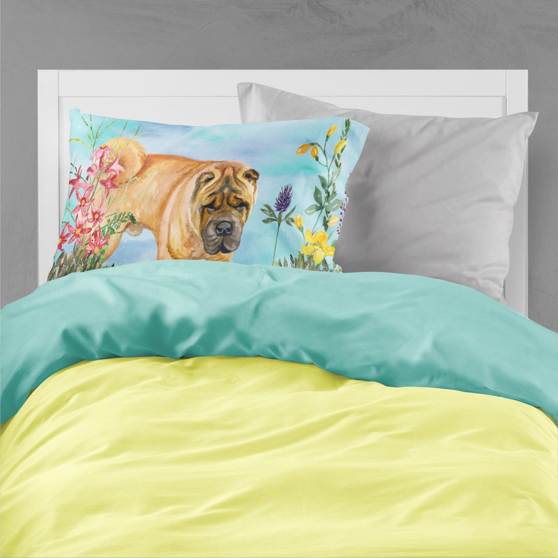 Shar Pei Spring Standard Pillowcase Lightweight Super Soft Easy Care Decorative Artwork Pillowcase, Standard