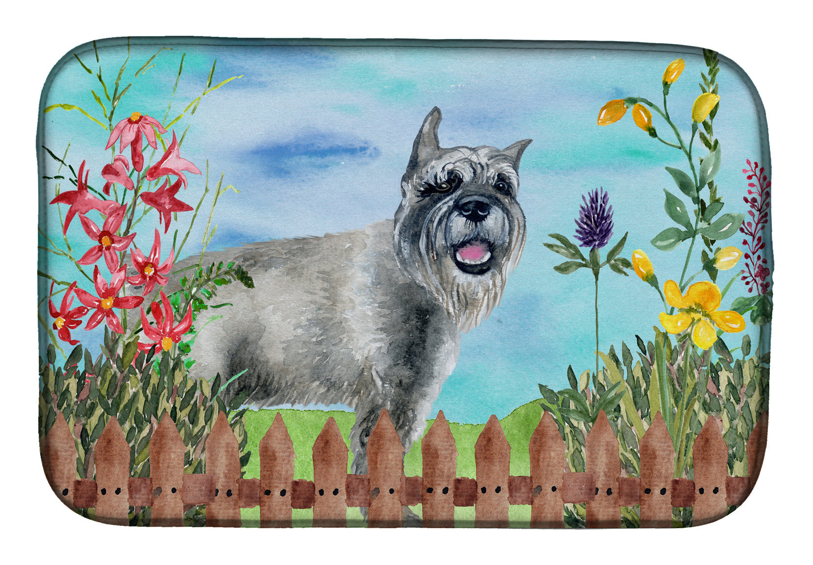 Schnauzer Spring Dish Drying Mat Absorbent Dish Drying Mat Pad for Kitchen Counter Dish Drainer Mat for Countertop, 14 x 21", Multicolor