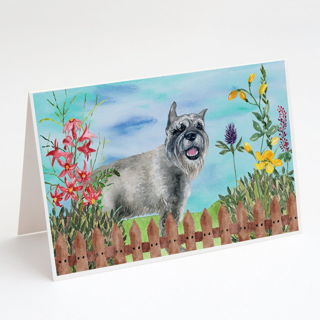 Schnauzer Spring Greeting Cards Pack of 8 Blank Cards with Envelopes Whimsical A7 Size 5x7