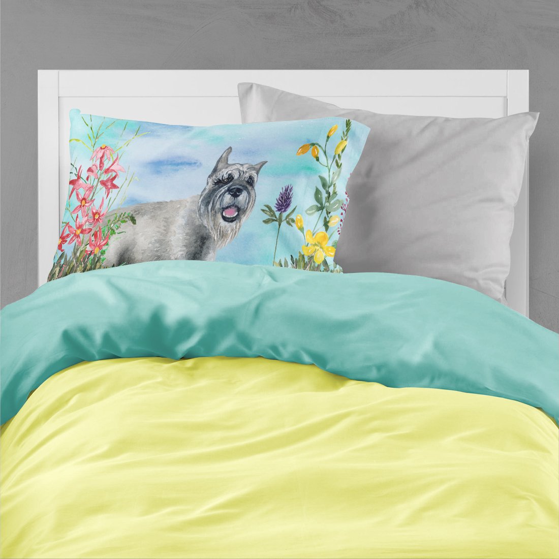 Schnauzer Spring Standard Pillowcase Lightweight Super Soft Easy Care Decorative Artwork Pillowcase, Standard