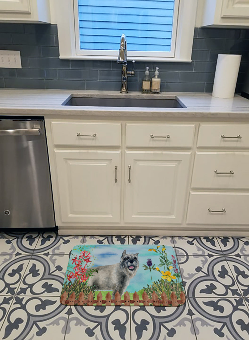 Schnauzer Spring Memory Foam Kitchen Mat Machine Washable Anti-Fatigue Cushion Comfort Bath or Kitchen Rug