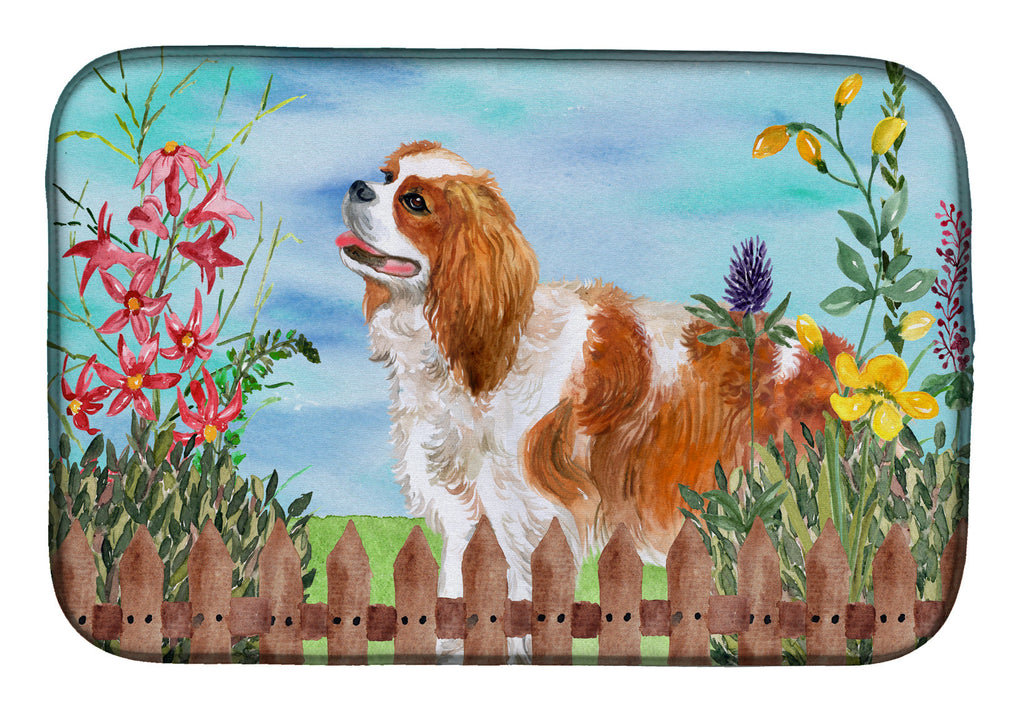 Cavalier Spaniel Spring Dish Drying Mat Absorbent Dish Drying Mat Pad for Kitchen Counter Dish Drainer Mat for Countertop, 14 x 21", Multicolor