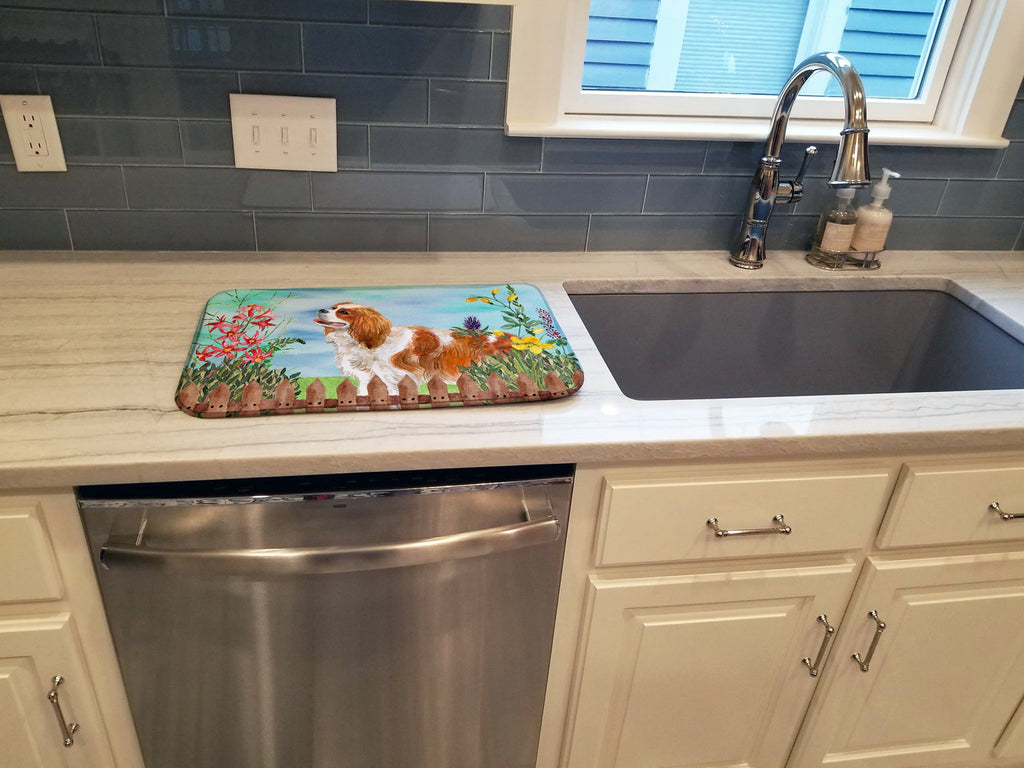 Cavalier Spaniel Spring Dish Drying Mat Absorbent Dish Drying Mat Pad for Kitchen Counter Dish Drainer Mat for Countertop, 14 x 21", Multicolor