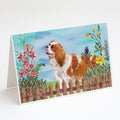 Cavalier Spaniel Spring Greeting Cards Pack of 8 Blank Cards with Envelopes Whimsical A7 Size 5x7