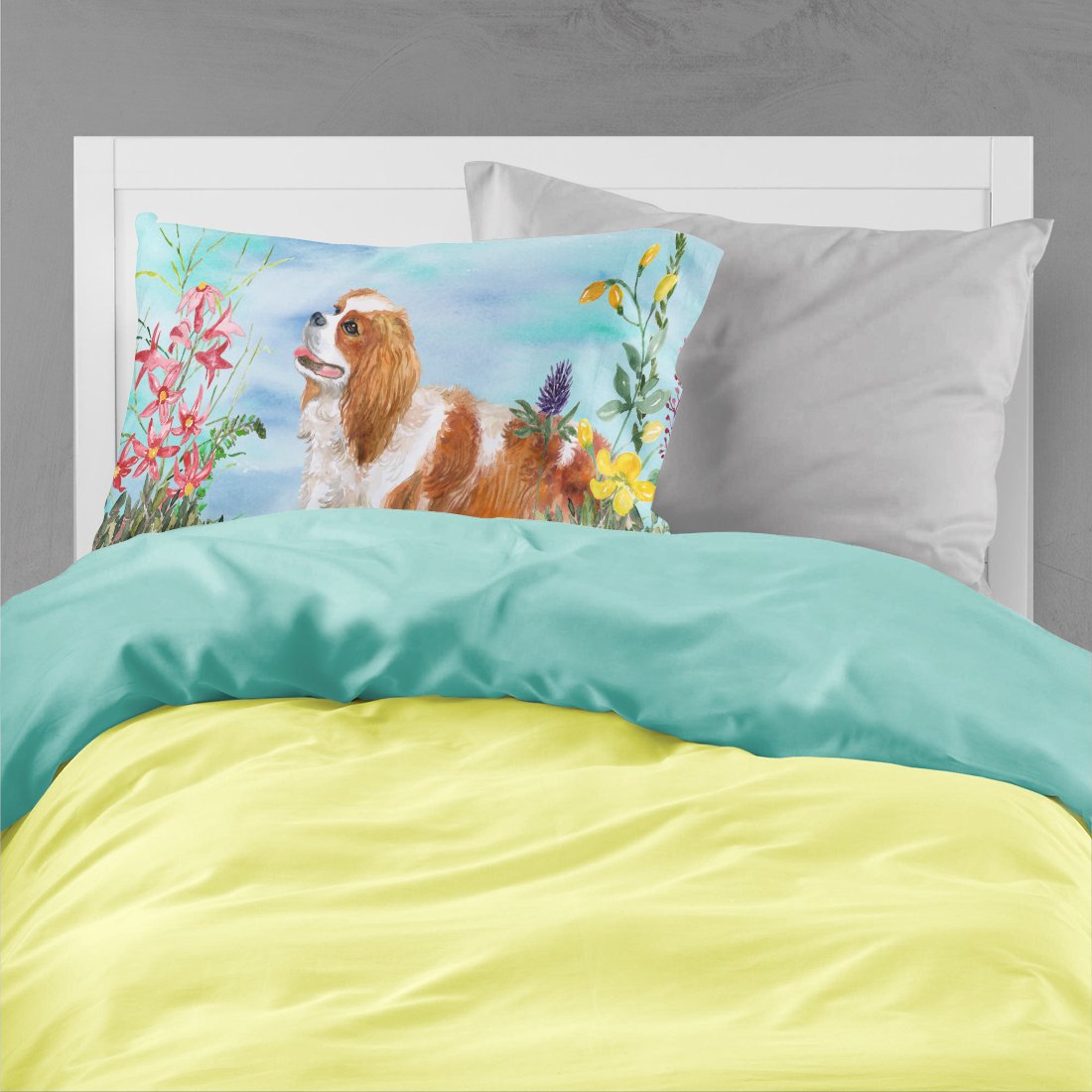 Cavalier Spaniel Spring Standard Pillowcase Lightweight Super Soft Easy Care Decorative Artwork Pillowcase, Standard
