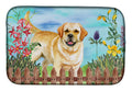Golden Retriever Spring Dish Drying Mat Absorbent Dish Drying Mat Pad for Kitchen Counter Dish Drainer Mat for Countertop, 14 x 21", Multicolor