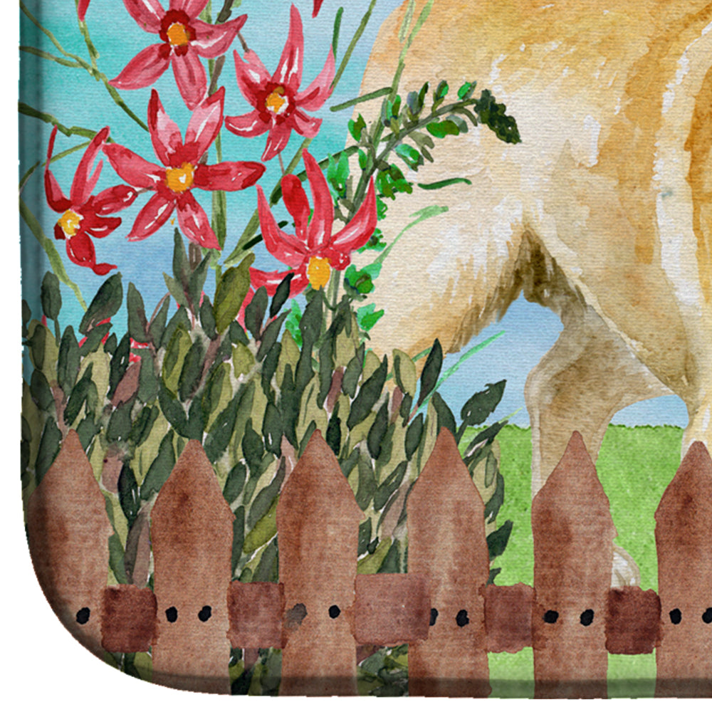 Golden Retriever Spring Dish Drying Mat Absorbent Dish Drying Mat Pad for Kitchen Counter Dish Drainer Mat for Countertop, 14 x 21", Multicolor