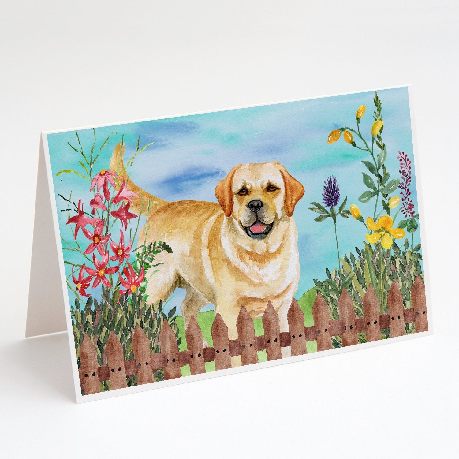 Golden Retriever Spring Greeting Cards Pack of 8 Blank Cards with Envelopes Whimsical A7 Size 5x7