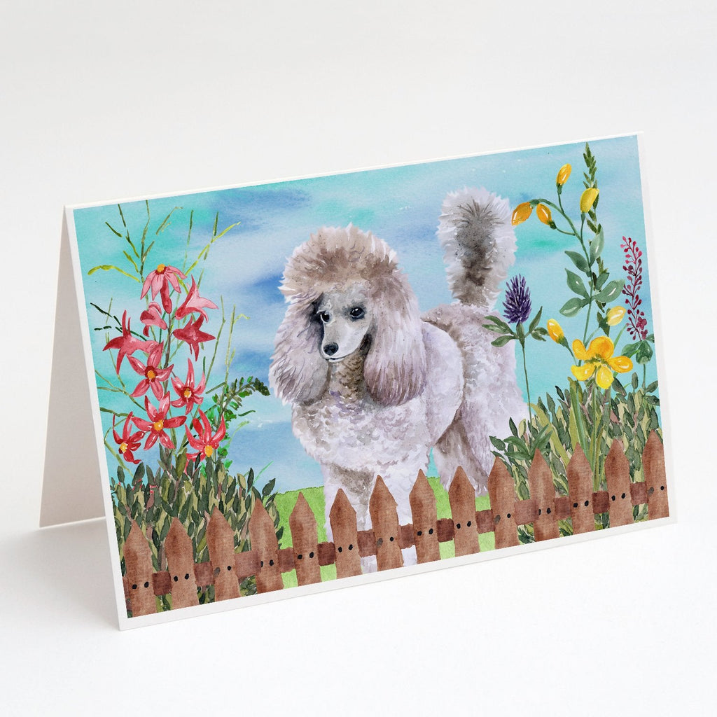 Poodle Spring Greeting Cards Pack of 8 Blank Cards with Envelopes Whimsical A7 Size 5x7