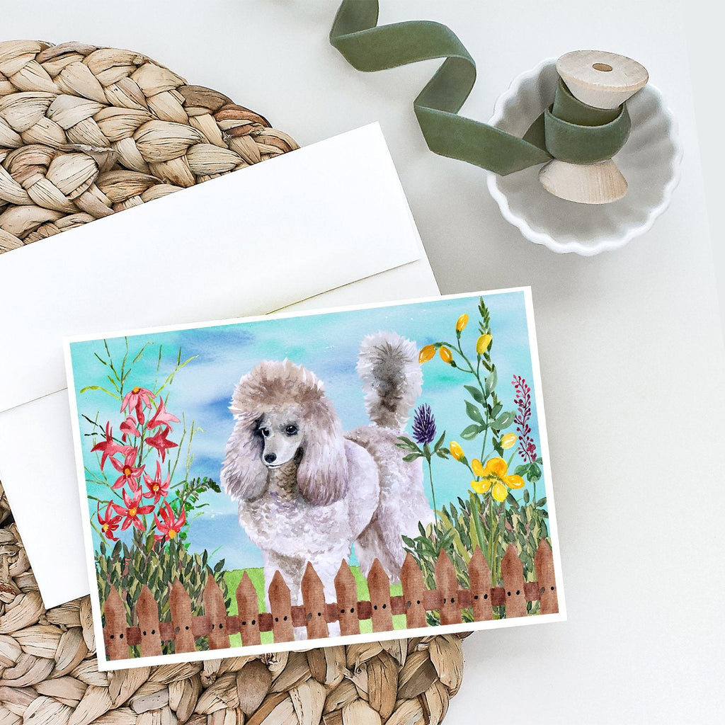 Poodle Spring Greeting Cards Pack of 8 Blank Cards with Envelopes Whimsical A7 Size 5x7