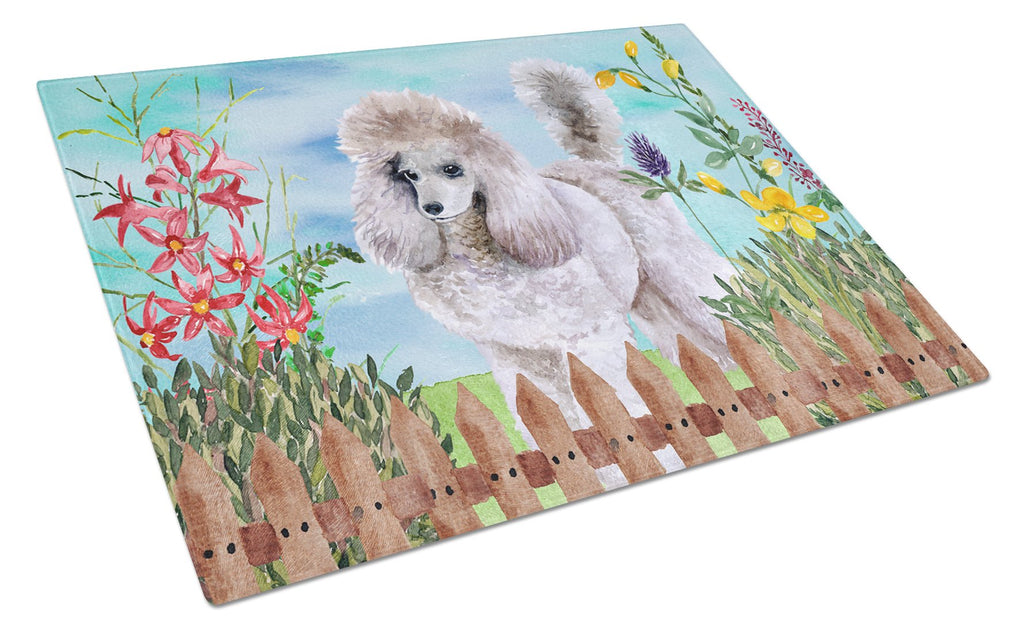 Poodle Spring Cutting Board Tempered Glass Kitchen Cutting Surface, Heat Resistant Chopping, Non-Slip Feet, Food Prep & Serving