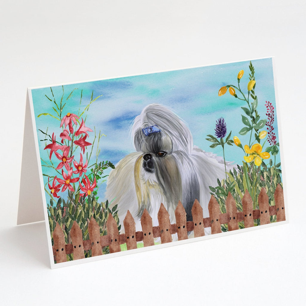 Shih Tzu Spring Greeting Cards Pack of 8 Blank Cards with Envelopes Whimsical A7 Size 5x7