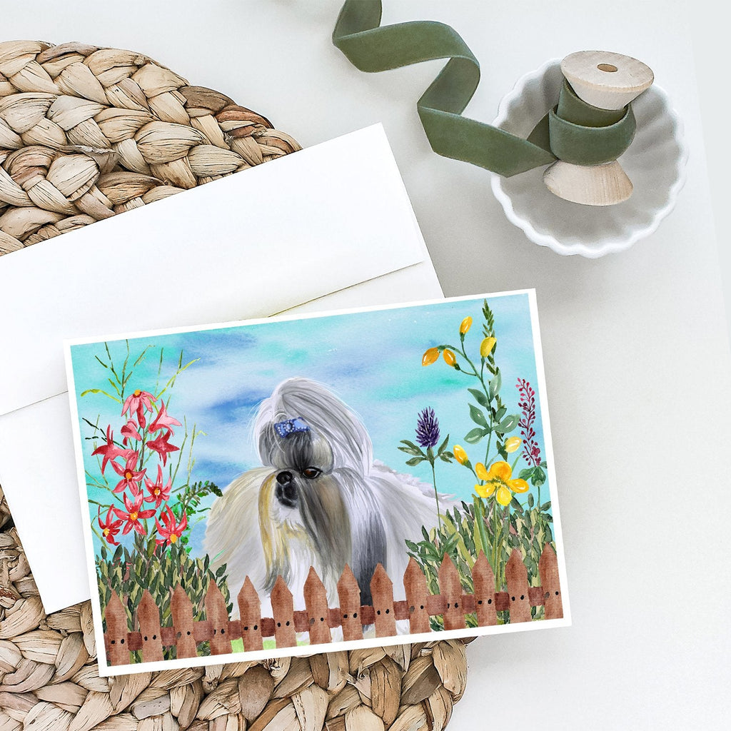 Shih Tzu Spring Greeting Cards Pack of 8 Blank Cards with Envelopes Whimsical A7 Size 5x7