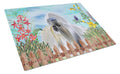 Shih Tzu Spring Cutting Board Tempered Glass Kitchen Cutting Surface, Heat Resistant Chopping, Non-Slip Feet, Food Prep & Serving