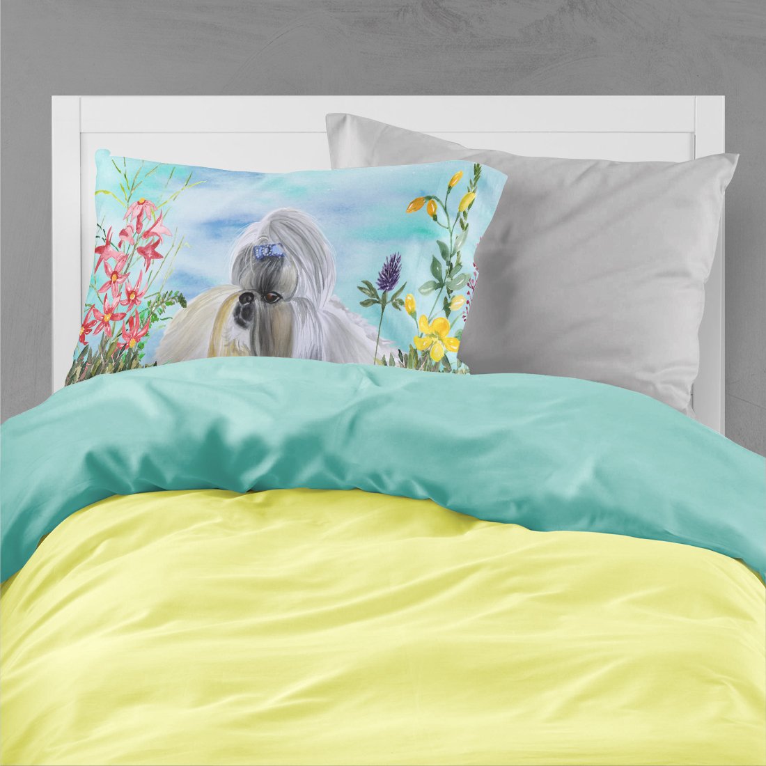 Shih Tzu Spring Standard Pillowcase Lightweight Super Soft Easy Care Decorative Artwork Pillowcase, Standard