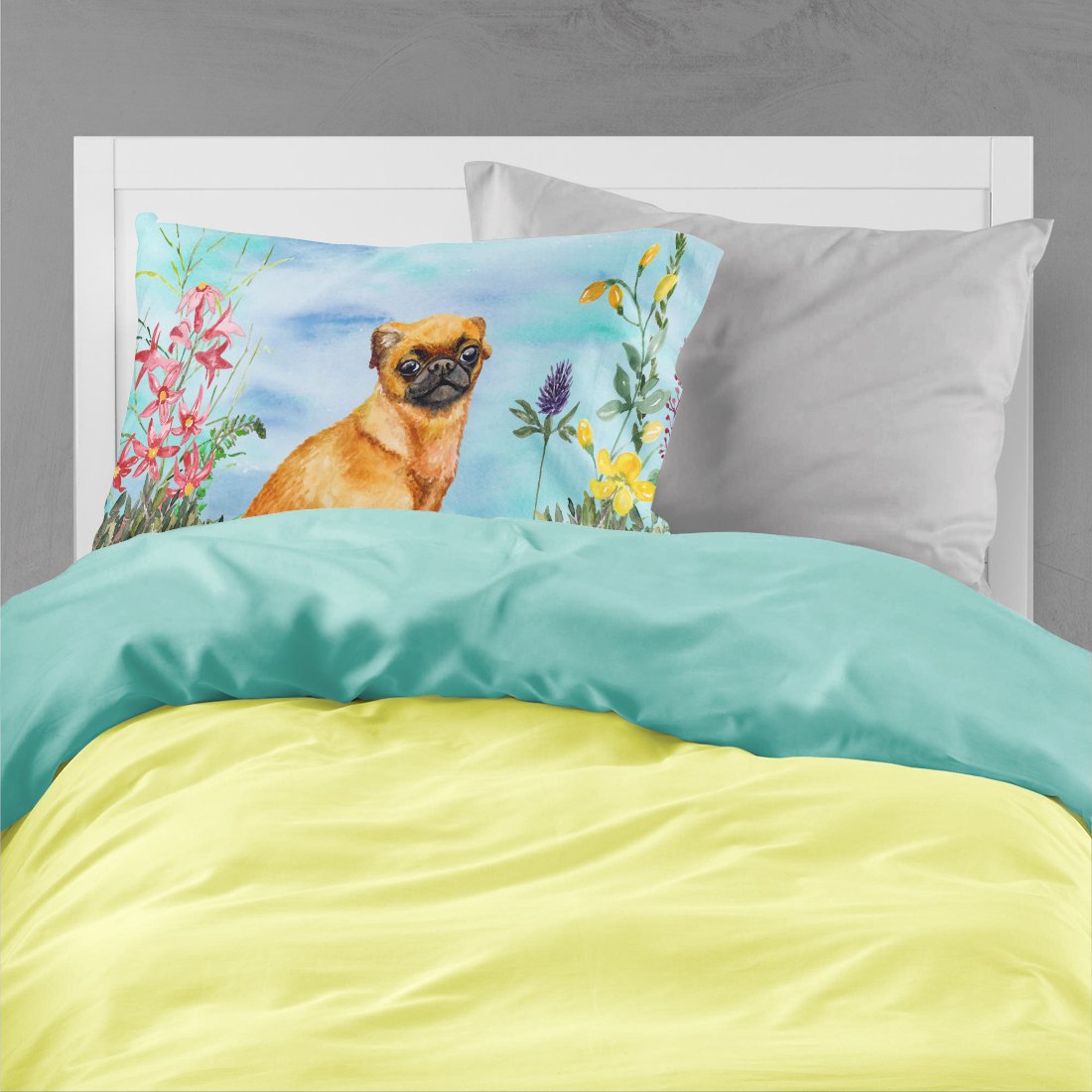 Small Brabant Griffon Spring Standard Pillowcase Lightweight Super Soft Easy Care Decorative Artwork Pillowcase, Standard