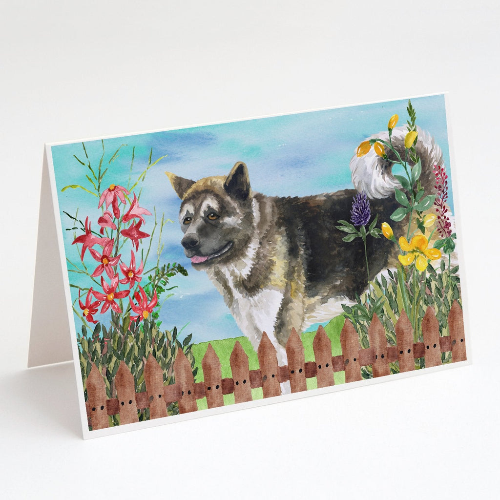 American Akita Spring Greeting Cards Pack of 8 Blank Cards with Envelopes Whimsical A7 Size 5x7