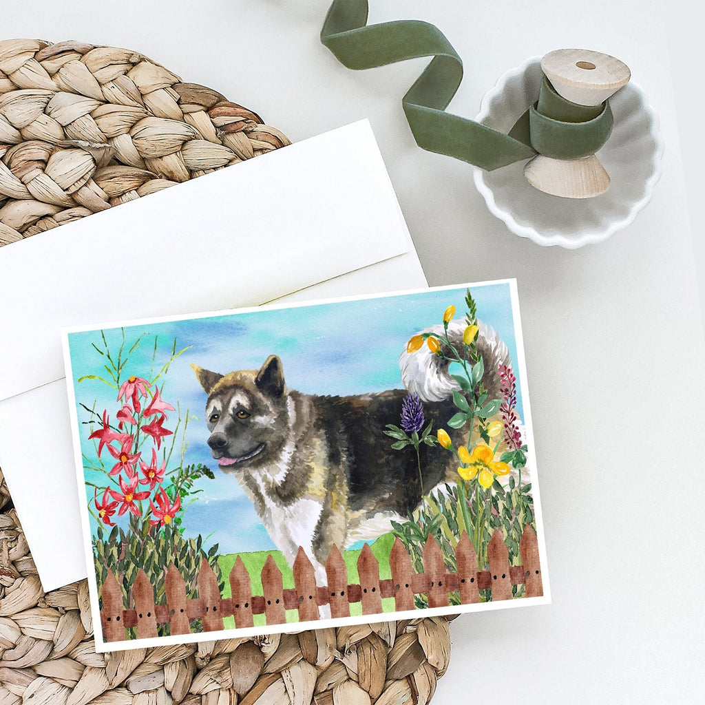 American Akita Spring Greeting Cards Pack of 8 Blank Cards with Envelopes Whimsical A7 Size 5x7