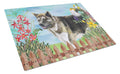 American Akita Spring Cutting Board Tempered Glass Kitchen Cutting Surface, Heat Resistant Chopping, Non-Slip Feet, Food Prep & Serving