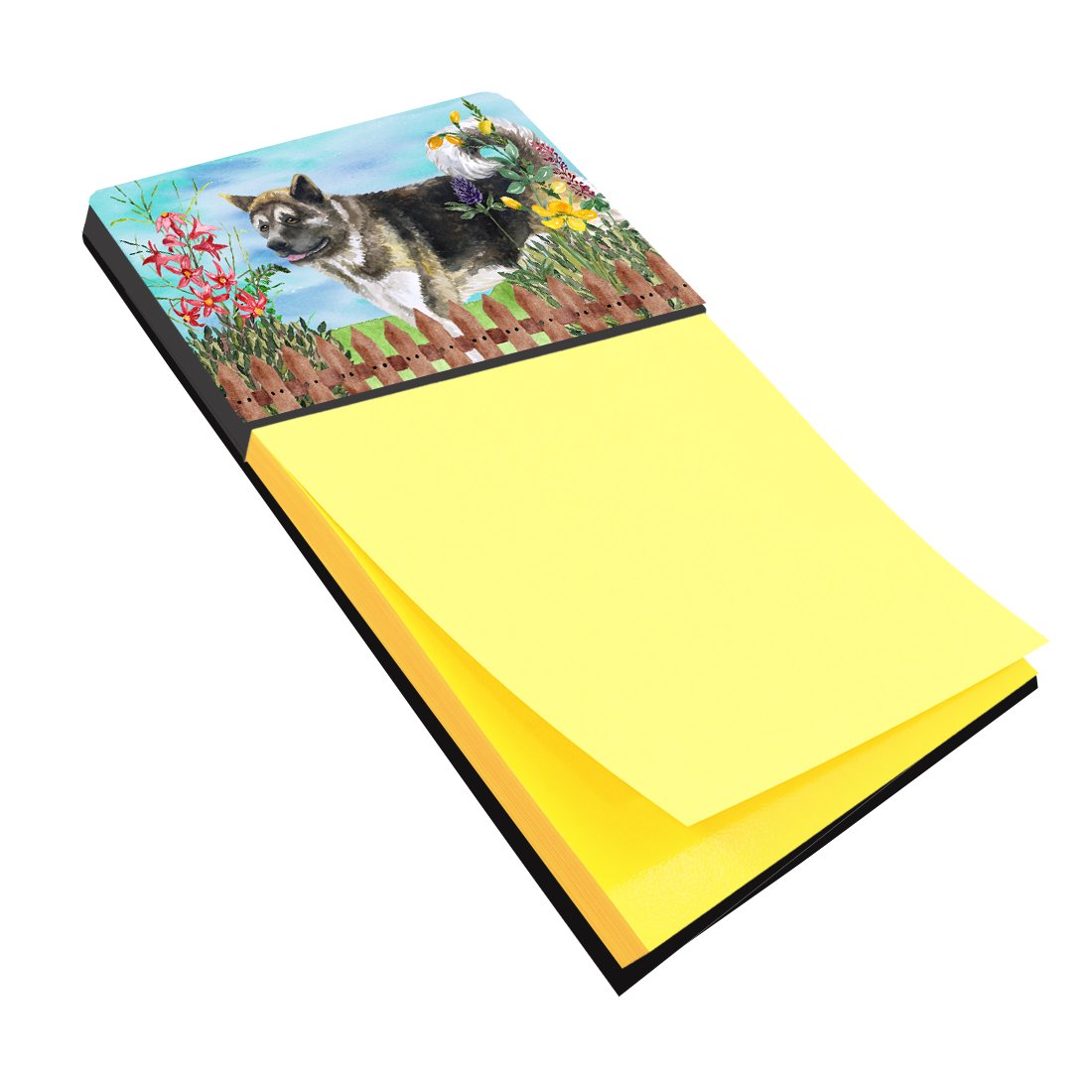American Akita Spring Watercolor Sticky Note Holder Refillable Dispenser Desk Accessory 3x3 Pad Gift