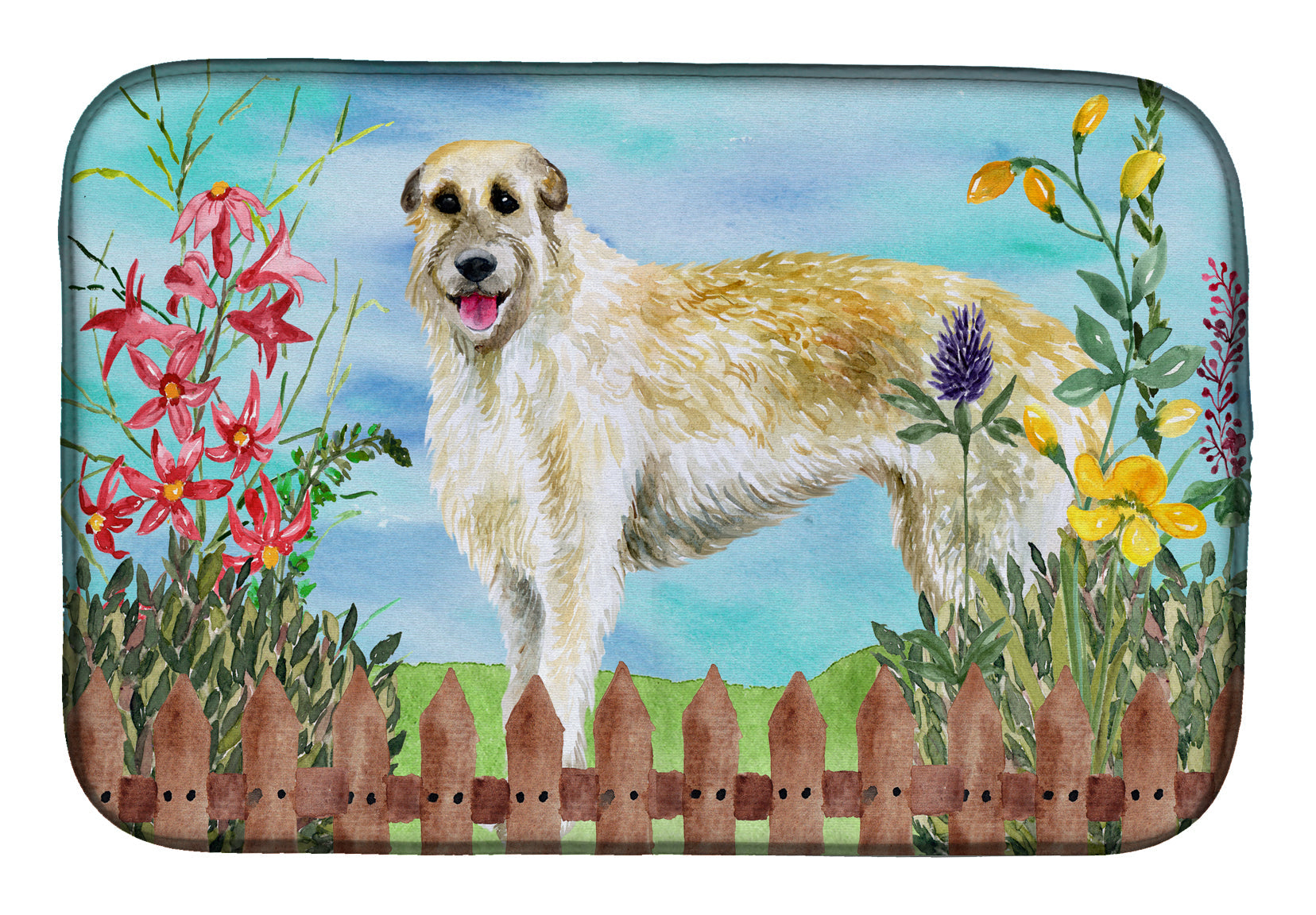 Irish Wolfhound Spring Dish Drying Mat Absorbent Dish Drying Mat Pad for Kitchen Counter Dish Drainer Mat for Countertop, 14 x 21", Multicolor