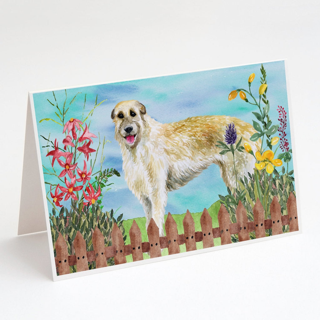 Irish Wolfhound Spring Greeting Cards Pack of 8 Blank Cards with Envelopes Whimsical A7 Size 5x7