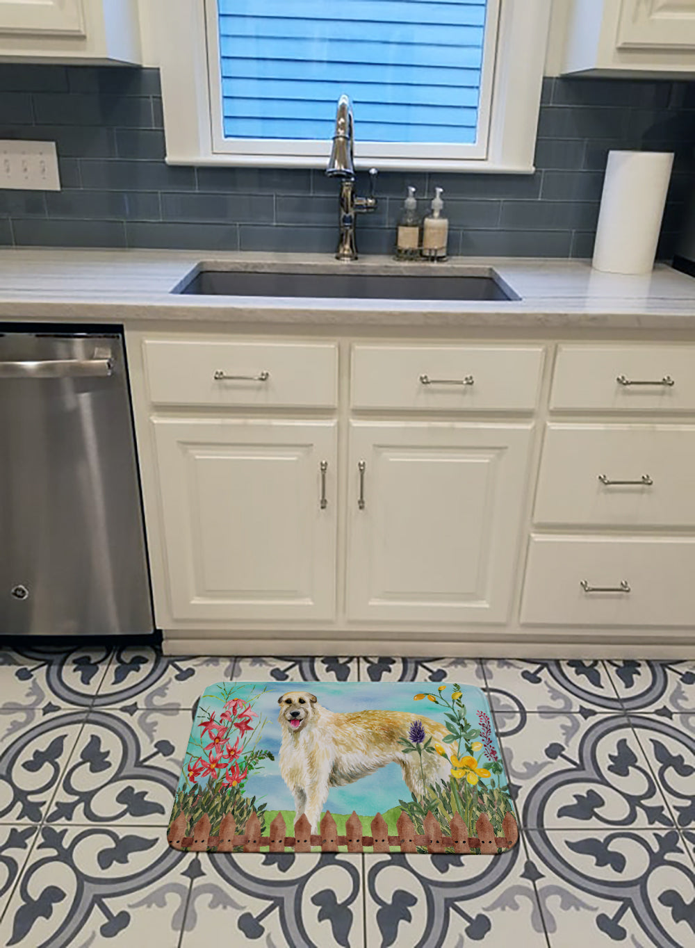 Irish Wolfhound Spring Memory Foam Kitchen Mat Machine Washable Anti-Fatigue Cushion Comfort Bath or Kitchen Rug